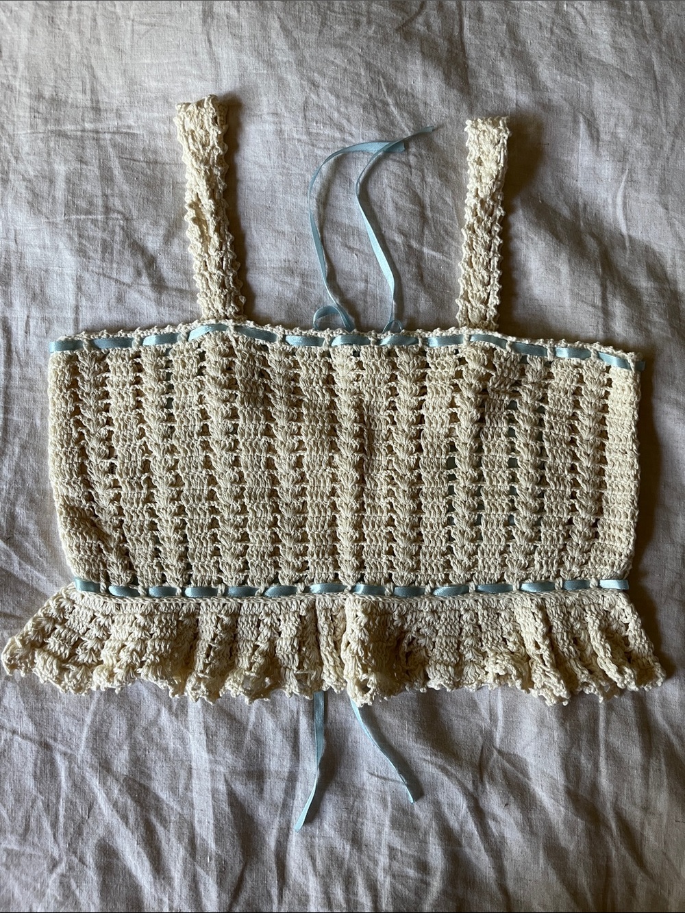 Chasing Unicorns 🐚🩵 More Than A Feeling Crochet Camisole sz M - Picture 13 of 17